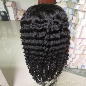 Natrual Black Blonde Highlights Wig Deep Wave Curly Pre Plucked HD Transparent Lace Front Raw Virgin Human Hair Wigs